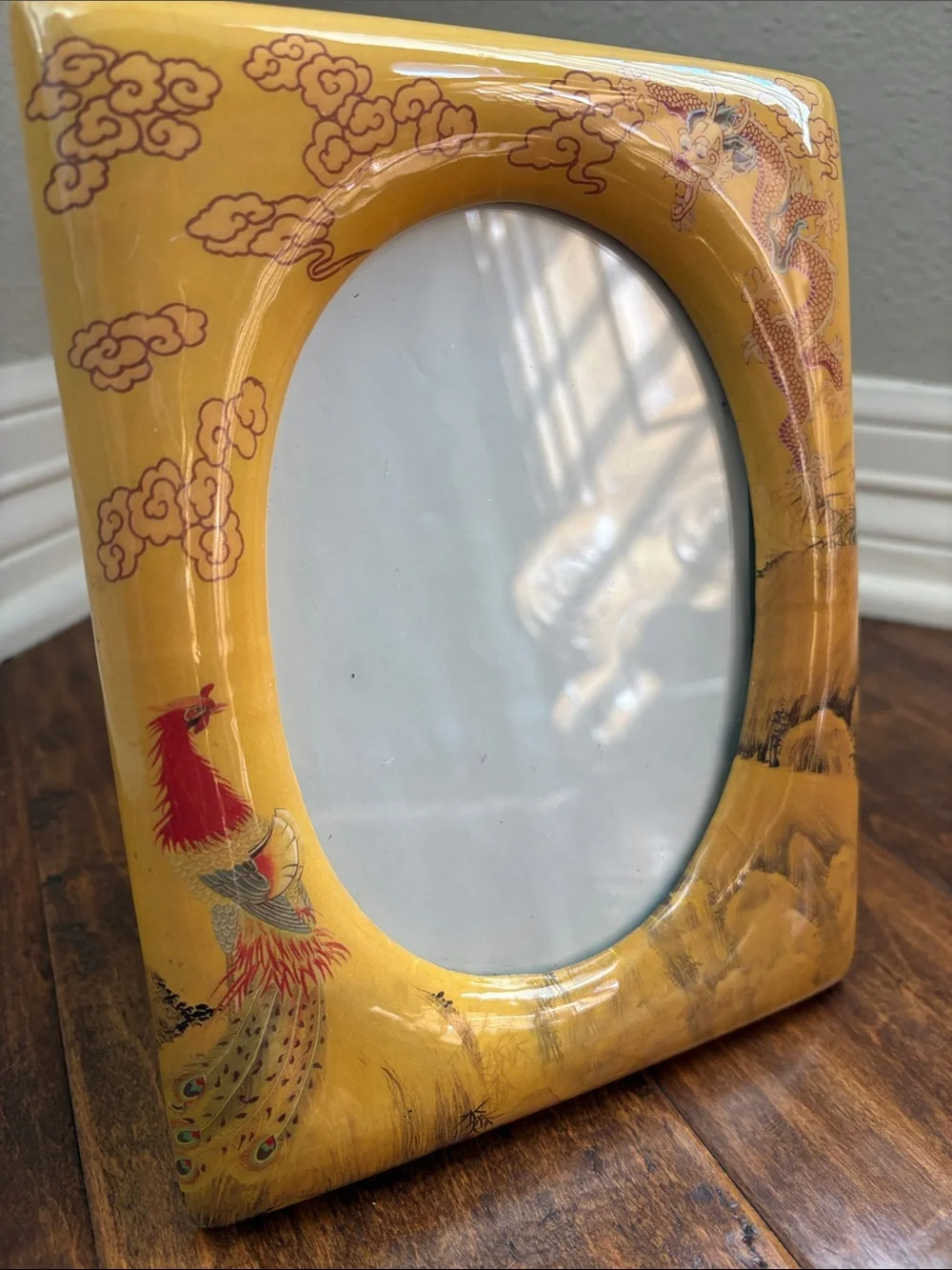 5x7 Yellow Dragon & Rooster Enamel Picture Frame